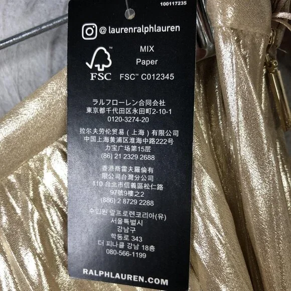 Lauren Ralph Lauren Skirt Womens 14 Gold Metallic Pleated Midi Party Formal - Picture 15 of 16